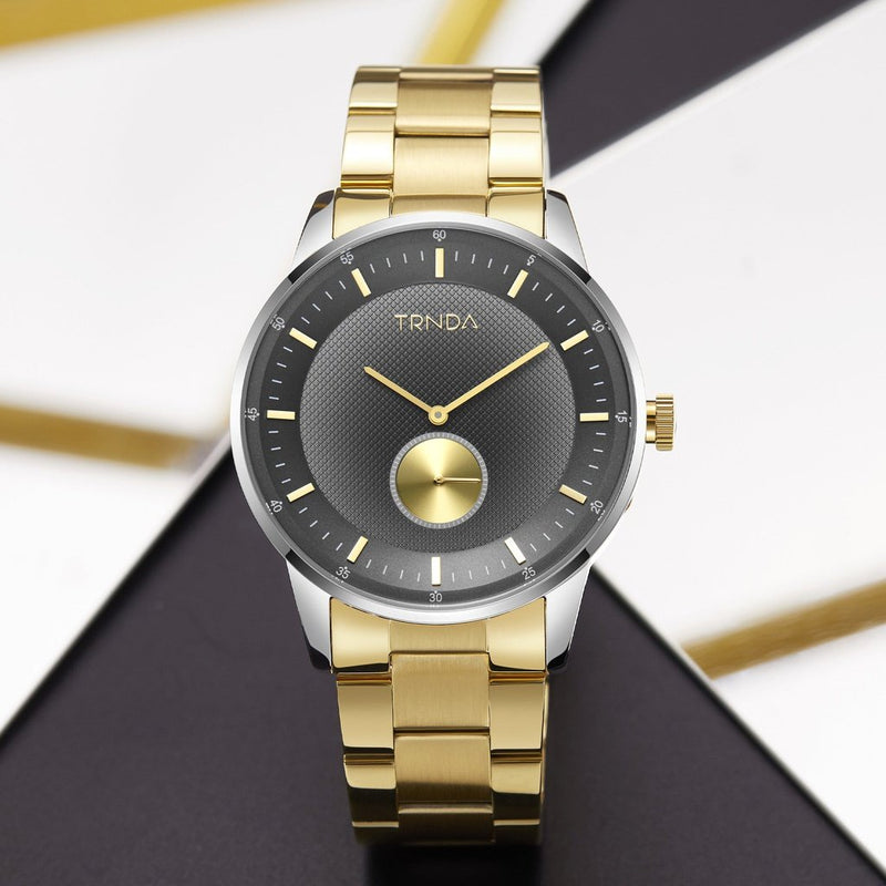 Trnda Men's Gold Stainless Steel Watch, Gray Dial | Trnda-43g by i-watch
