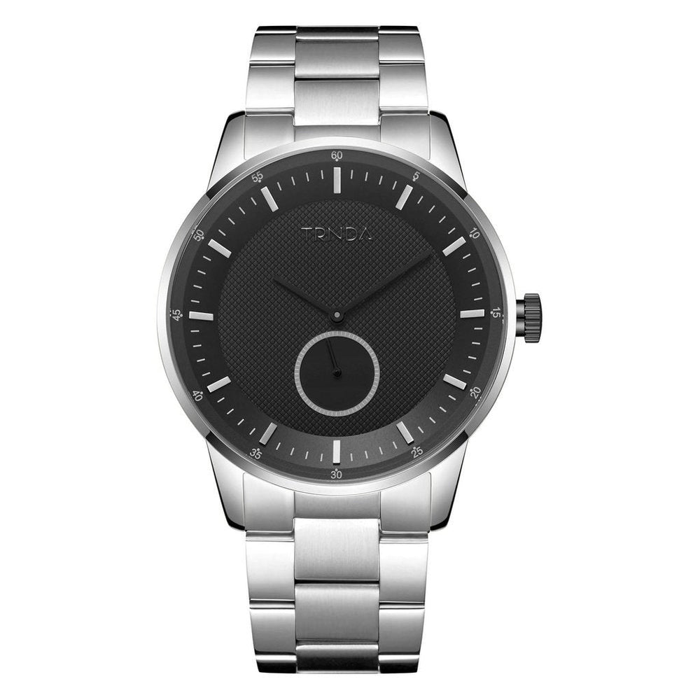 Trnda Men's Stainless Steel Watch, Black Dial | Trnda-43ss by i-watch
