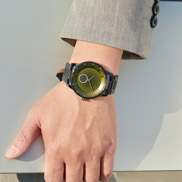 Trnda Men's Black Stainless Steel Watch, Seaweed Green Dial | Trn43b by i-watch