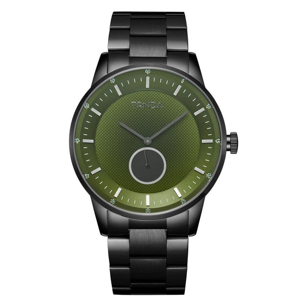 Trnda Men's Black Stainless Steel Watch, Seaweed Green Dial | Trn43b by i-watch