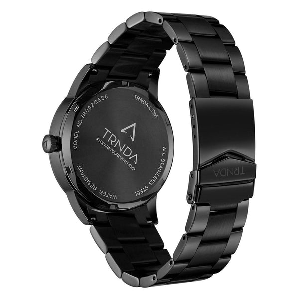 Trnda Men's Black Stainless Steel Watch, Seaweed Green Dial | Trn43b by i-watch