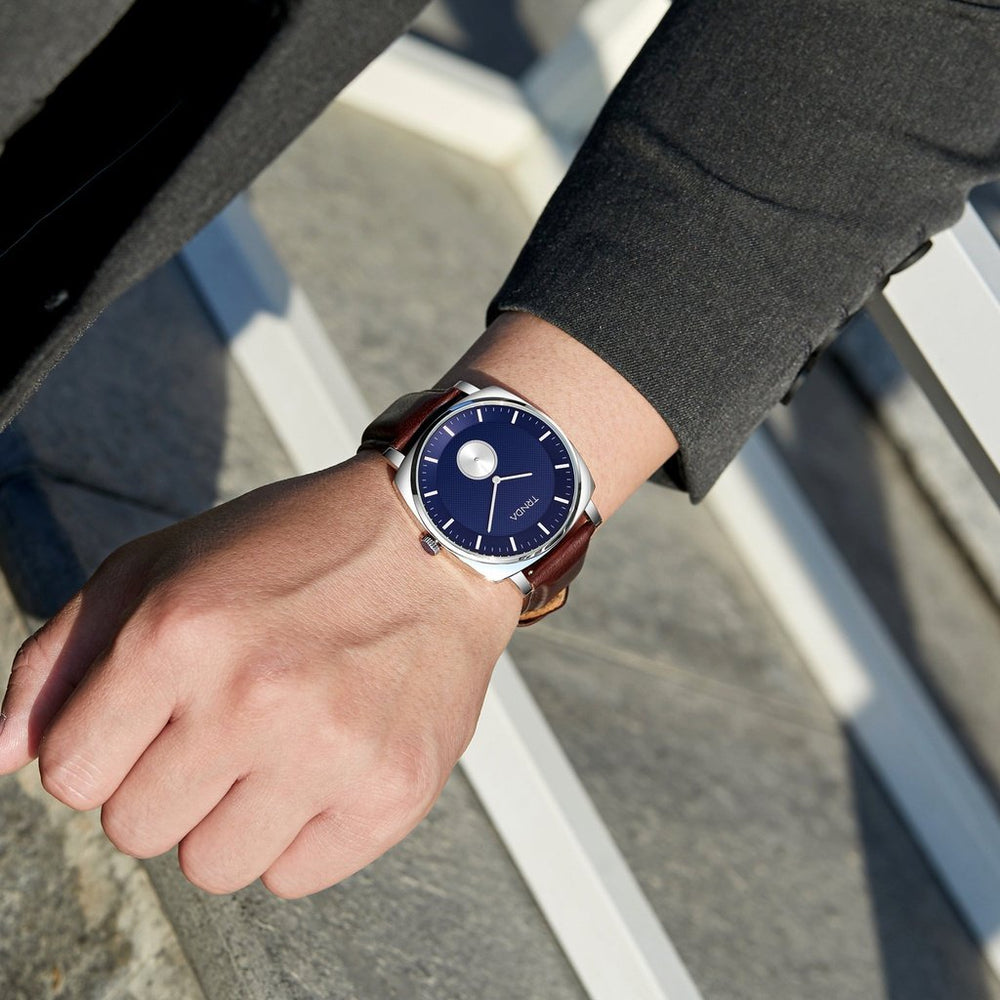 Trnda Men's Silver Stainless Steel Watch, Blue Dial | Trn45ss by i-watch