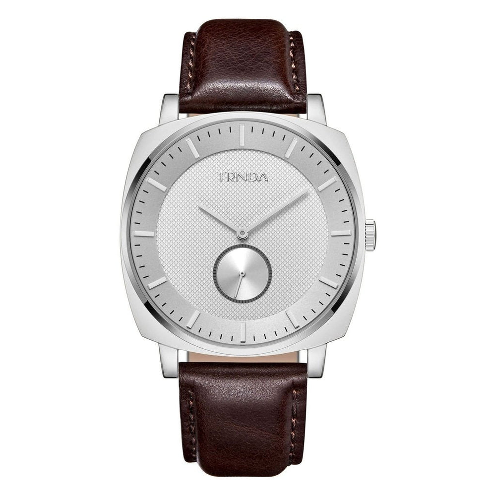 Trnda Men's Stainless Steel Square Watch, Brown Leather | Trn45s by i-watch