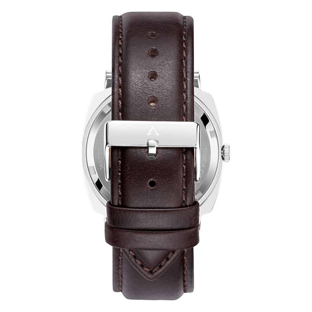 Trnda Men's Stainless Steel Square Watch, Brown Leather | Trn45s by i-watch
