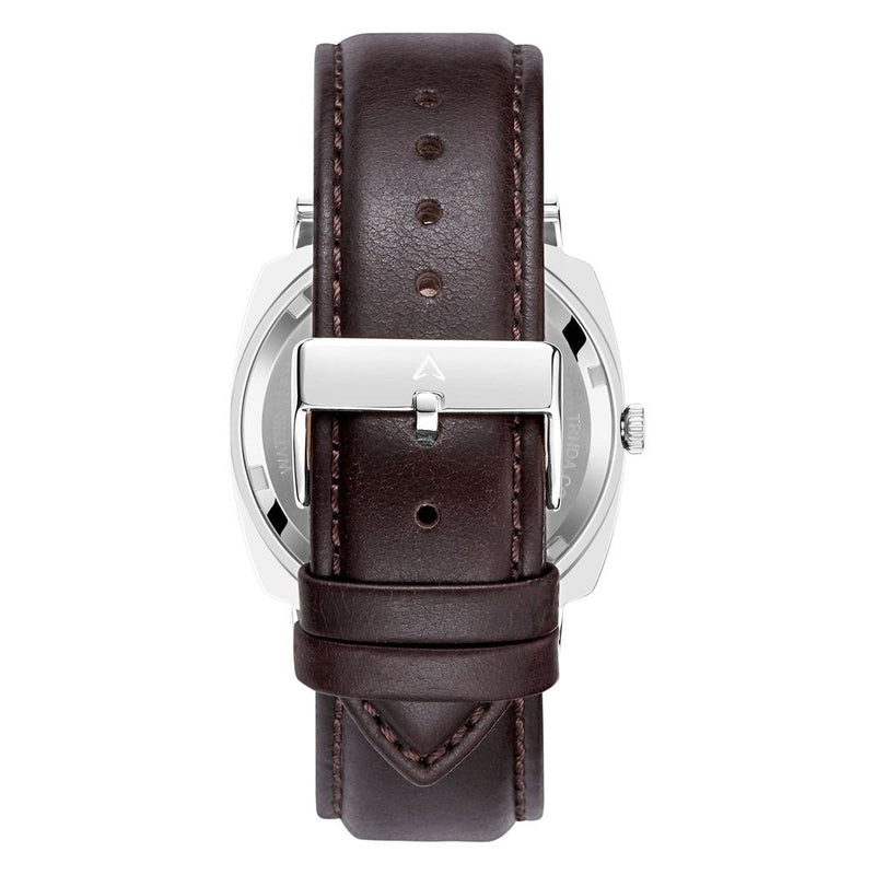 Trnda Men's Stainless Steel Square Watch, Brown Leather | Trn45s by i-watch