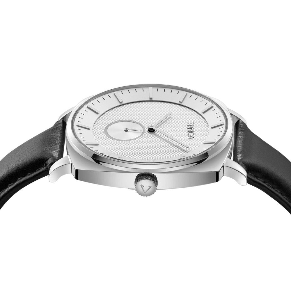 Trnda Men's Stainless Steel Watch, Black Leather Band | Tr45s by i-watch