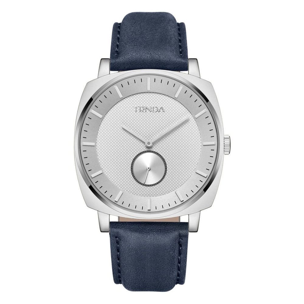 Trnda Men's Stainless Steel Square Watch, Blue Leather Band | Trd45mm by i-watch