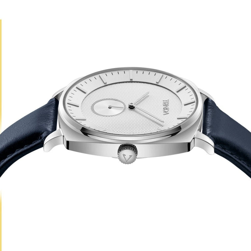 Trnda Men's Stainless Steel Square Watch, Blue Leather Band | Trd45mm by i-watch