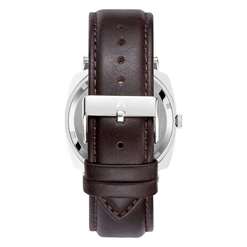 Trnda Men's Stainless Steel Watch, Brown Leather Band | Trn-Ss45-Br by i-watch