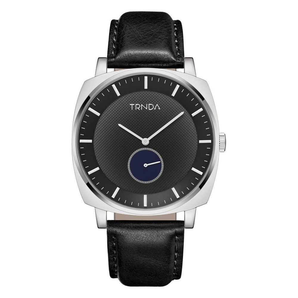 Trnda Men's Stainless Steel Watch, Black Leather Band | Trnda45mm by i-watch