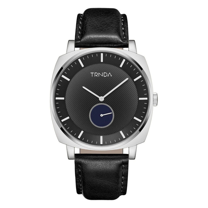 Trnda Men's Stainless Steel Watch, Black Leather Band | Trnda45mm by i-watch