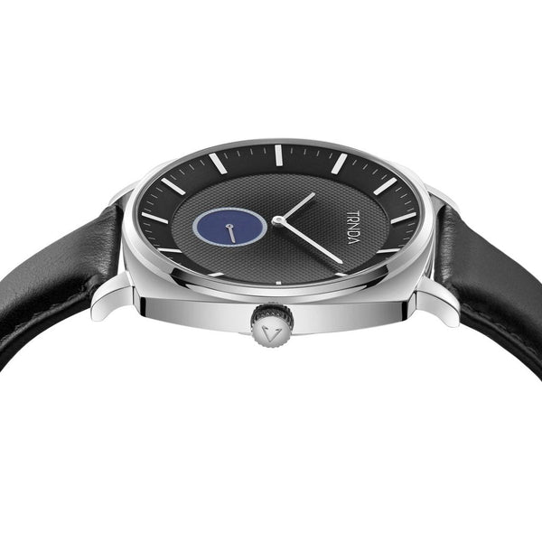 Trnda Men's Stainless Steel Watch, Black Leather Band | Trnda45mm by i-watch