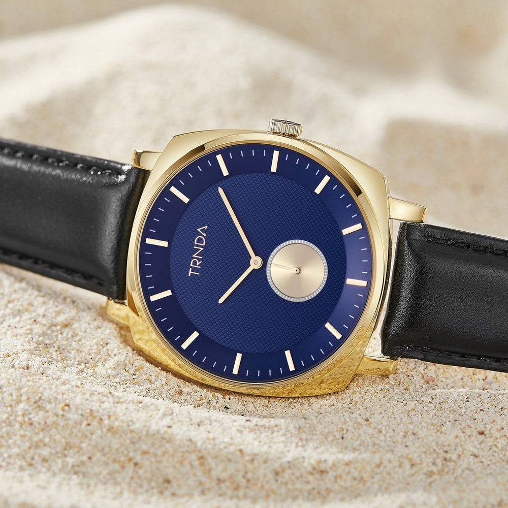 Trnda Men's Gold Stainless Steel Watch, Blue Dial | Tr45bm by i-watch