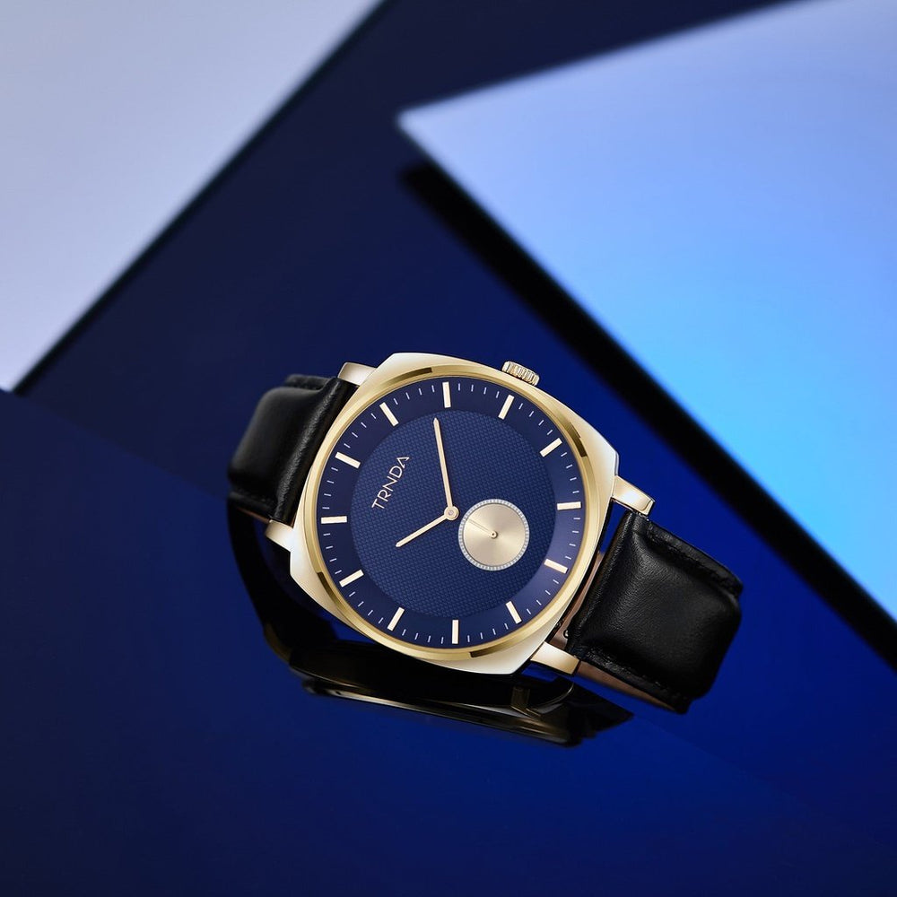 Trnda Men's Gold Stainless Steel Watch, Blue Dial | Tr45bm by i-watch