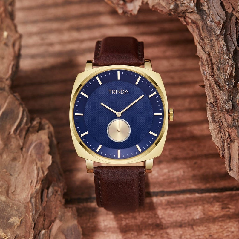 Trnda Men's Gold Stainless Steel Watch, Blue Dial | Tr45gbl by i-watch