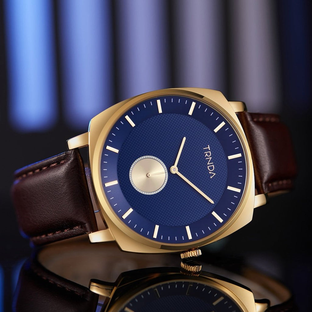 Trnda Men's Gold Stainless Steel Watch, Blue Dial | Tr45gbl by i-watch