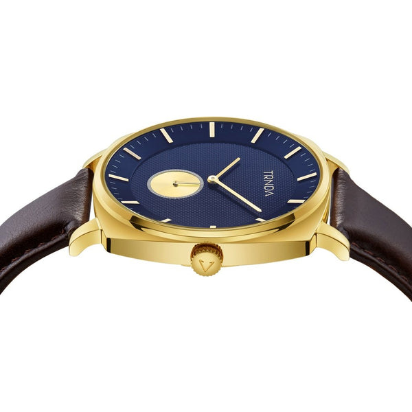 Trnda Men's Gold Stainless Steel Watch, Blue Dial | Tr45gbl by i-watch