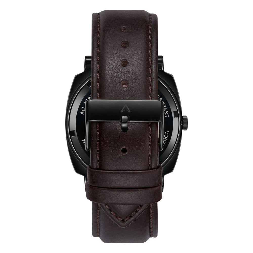 Trnda Men's Stainless Steel Black Watch, Brown Leather | Trn45bdg by i-watch