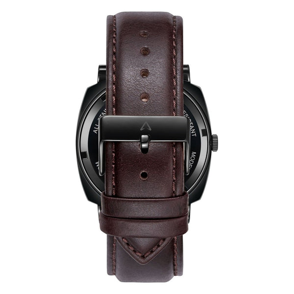 Trnda Men's Stainless Steel Black Watch, Brown Leather | Tr45bl by i-watch