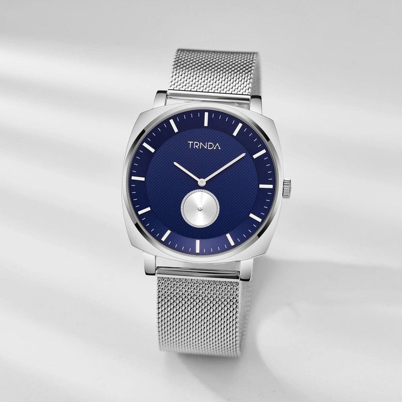 Trnda Men's Stainless Steel Watch, Blue Dial | Trn-Sq45-Sl by i-watch
