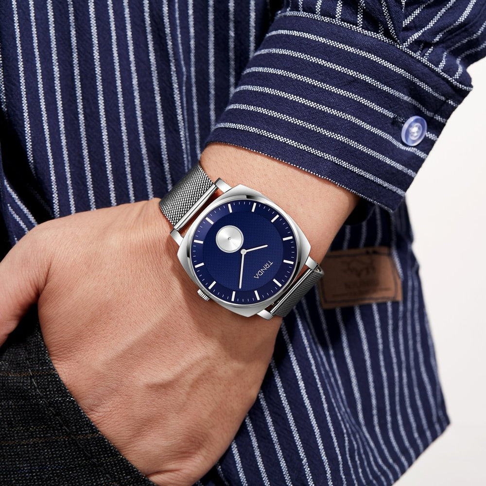 Trnda Men's Stainless Steel Watch, Blue Dial | Trn-Sq45-Sl by i-watch