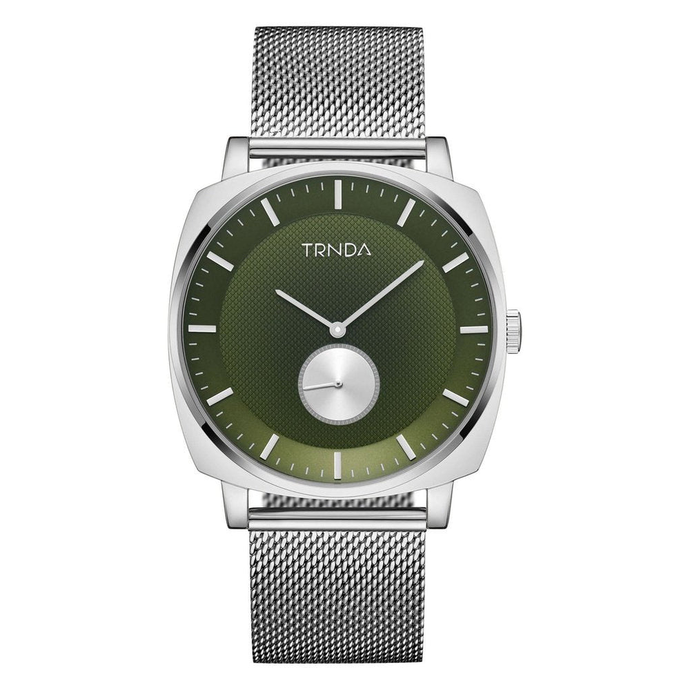 Trnda Men's Silver Stainless Steel Watch, Seaweed Green Dial | Trn45mm by i-watch