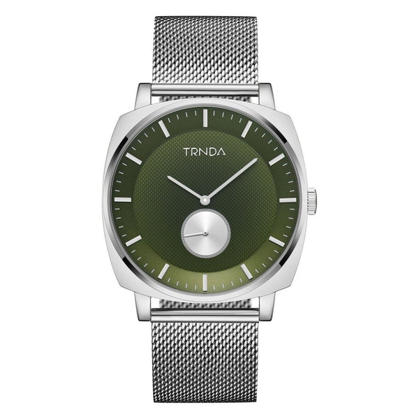 Trnda Men's Silver Stainless Steel Watch, Seaweed Green Dial | Trn45mm by i-watch