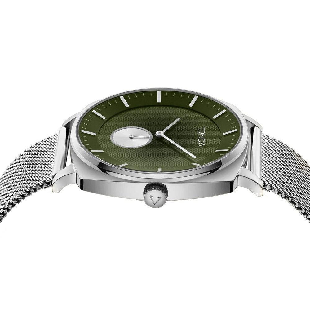 Trnda Men's Silver Stainless Steel Watch, Seaweed Green Dial | Trn45mm by i-watch