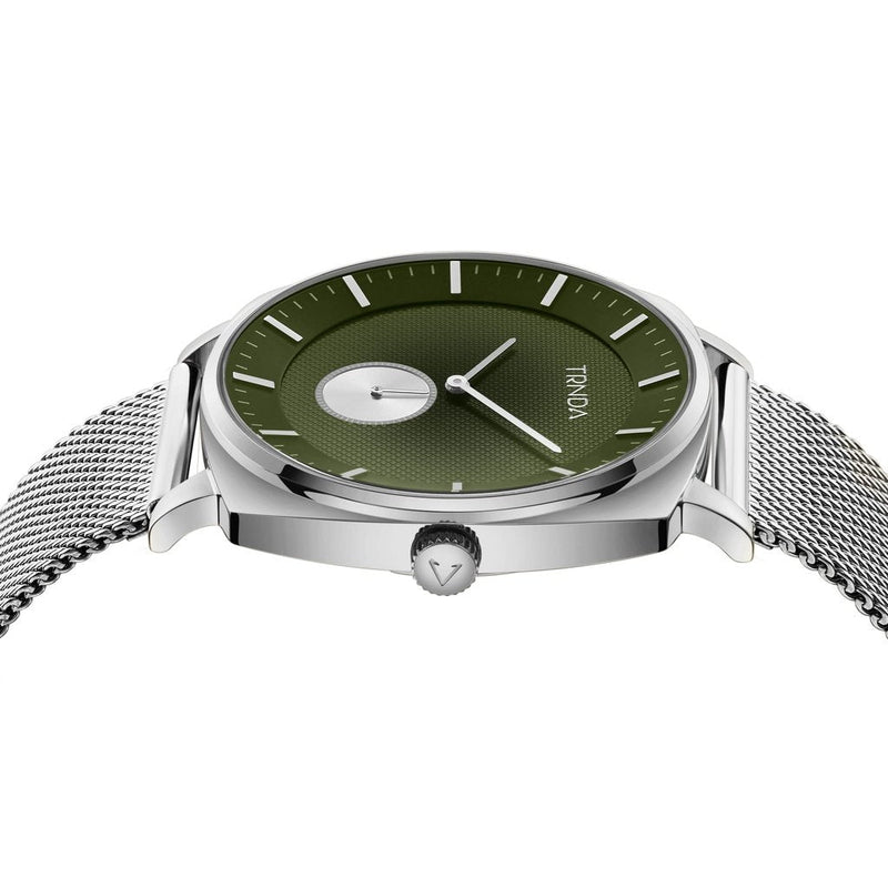 Trnda Men's Silver Stainless Steel Watch, Seaweed Green Dial | Trn45mm by i-watch