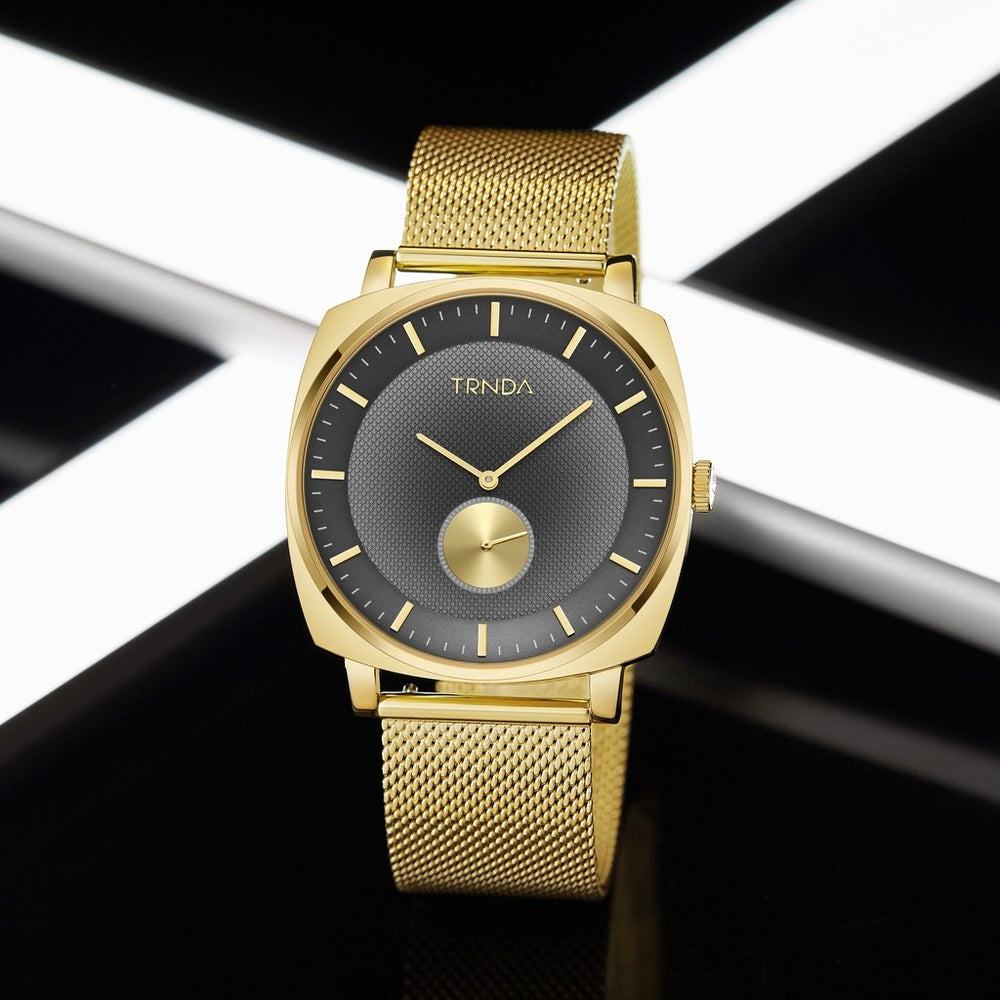 Trnda Men's Gold Stainless Steel Watch, Grey Dial | Trn-Ss45g by i-watch