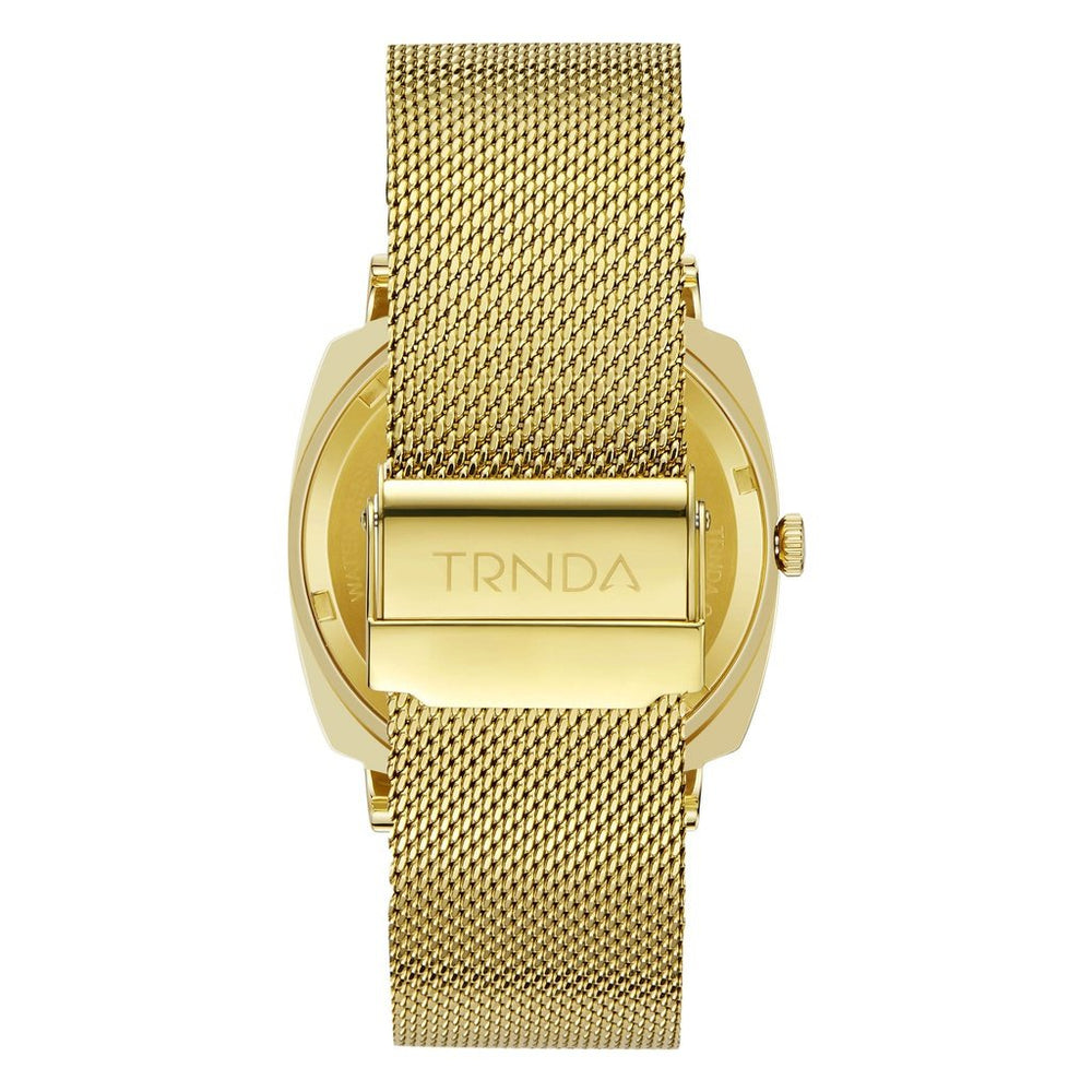 Trnda Men's Gold Stainless Steel Watch, Black Dial | Trn-Ss45g by i-watch