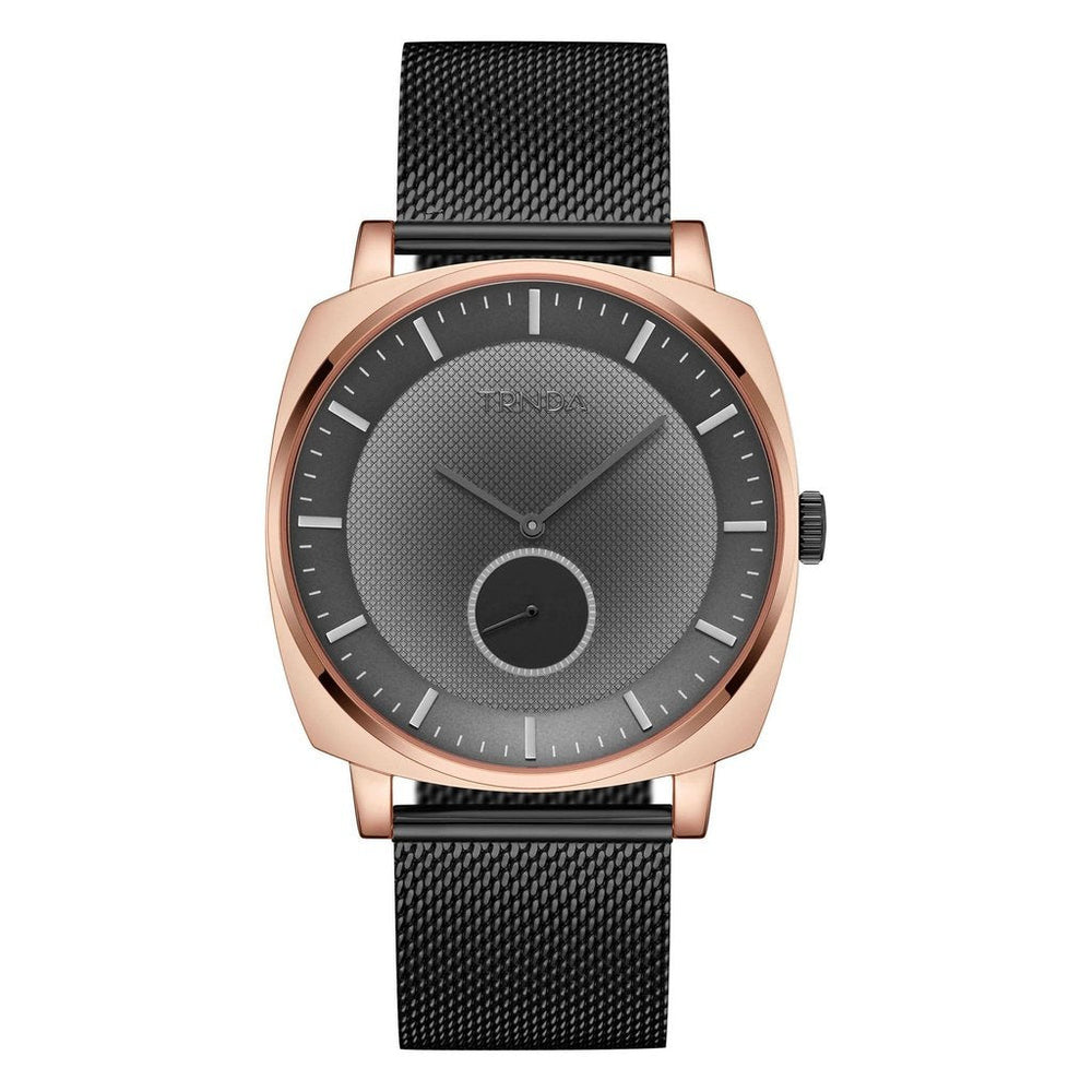 Trnda Men's Rose Gold Stainless Steel Watch, Black Mesh Band | Trnda45mm by i-watch