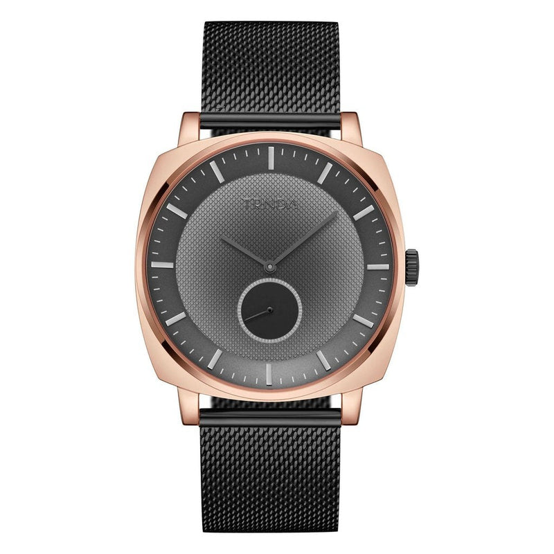 Trnda Men's Rose Gold Stainless Steel Watch, Black Mesh Band | Trnda45mm by i-watch