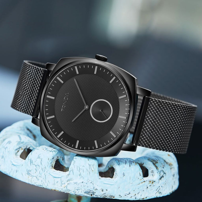 Trnda Men's Black Stainless Steel Watch, Square Case | Trnda45mm by i-watch