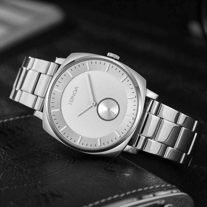 Trnda Men's Silver Stainless Steel Watch, Square Dial | Tr45ss by i-watch