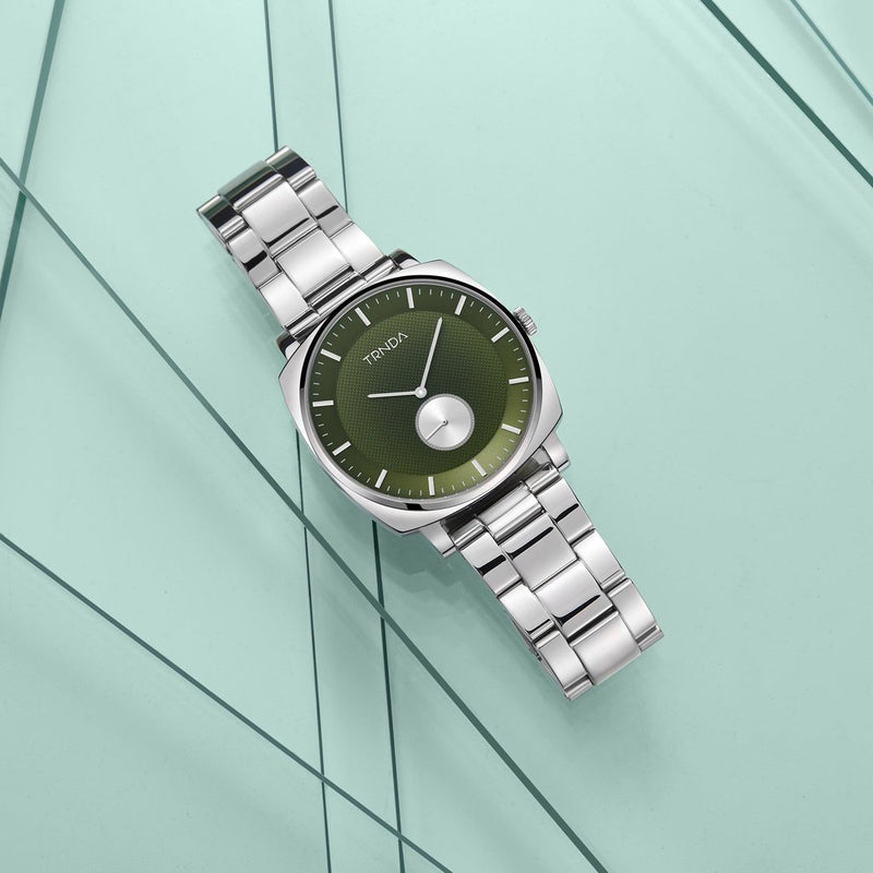 TRNDA SQUARE STAINLESS STEEL TIMEPIECE - SEAWEED GREEN DIAL MEN'S WATCH-i-Watch-6