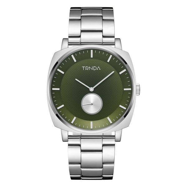 Trnda Men's Silver Stainless Steel Watch, Seaweed Green Dial | Trnda45mm by i-watch