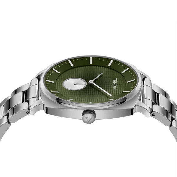 Trnda Men's Silver Stainless Steel Watch, Seaweed Green Dial | Trnda45mm by i-watch