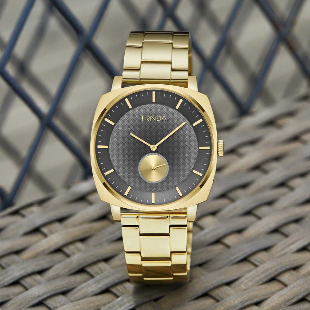 Trnda Men's Gold Stainless Steel Watch, Grey Dial | Trnda-45mm by i-watch