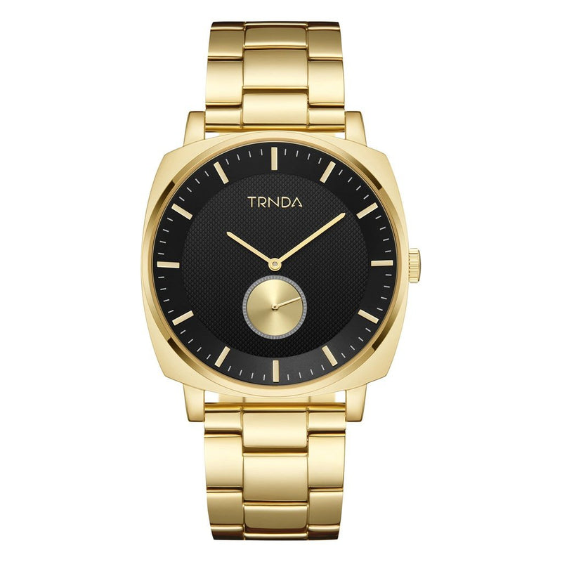 Trnda Men's Gold Stainless Steel Watch, Black Dial | Trnda-045 by i-watch