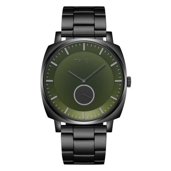 Trnda Men's Black Stainless Steel Watch, Seaweed Green Dial | Tr45b by i-watch
