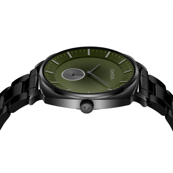 Trnda Men's Black Stainless Steel Watch, Seaweed Green Dial | Tr45b by i-watch