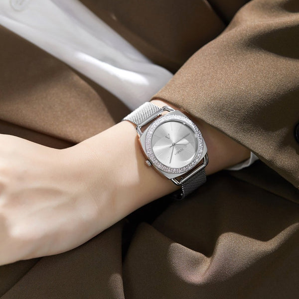 Trnda Women's Stainless Steel Watch, Silver Mesh Band | Trn-35.8s by i-watch