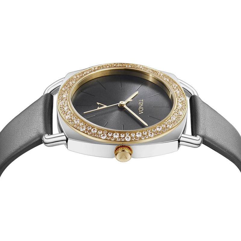Trnda Women's Watch With Silver Stainless Steel Case And Gray Leather Band by i-watch