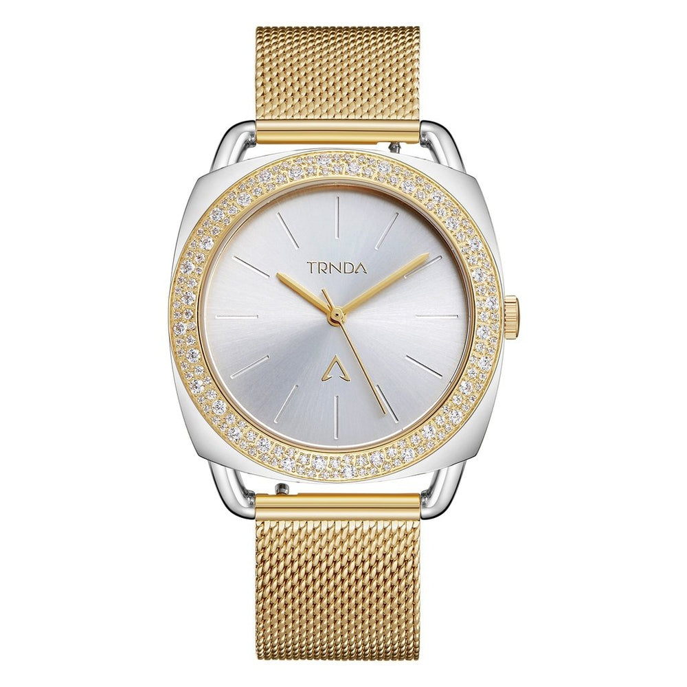 Trnda Women's Stainless Steel Gold Mesh Watch, Silver Dial | Trnda-35.8 by i-watch