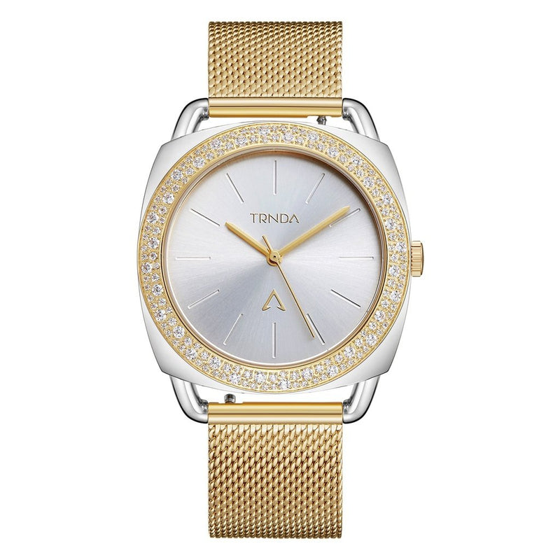 Trnda Women's Stainless Steel Gold Mesh Watch, Silver Dial | Trnda-35.8 by i-watch