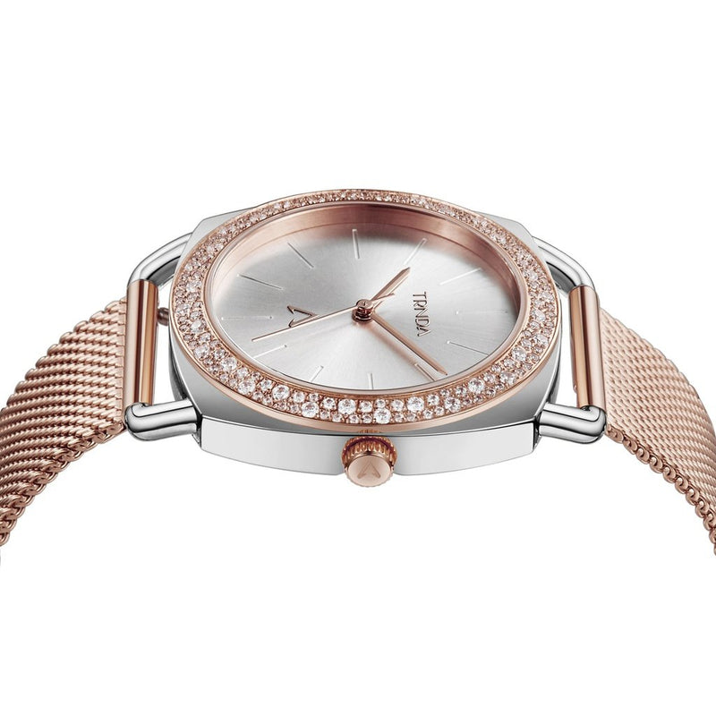 Trnda Women's Silver Stainless Steel Watch, Rose Gold Band | Trnda-001 by i-watch