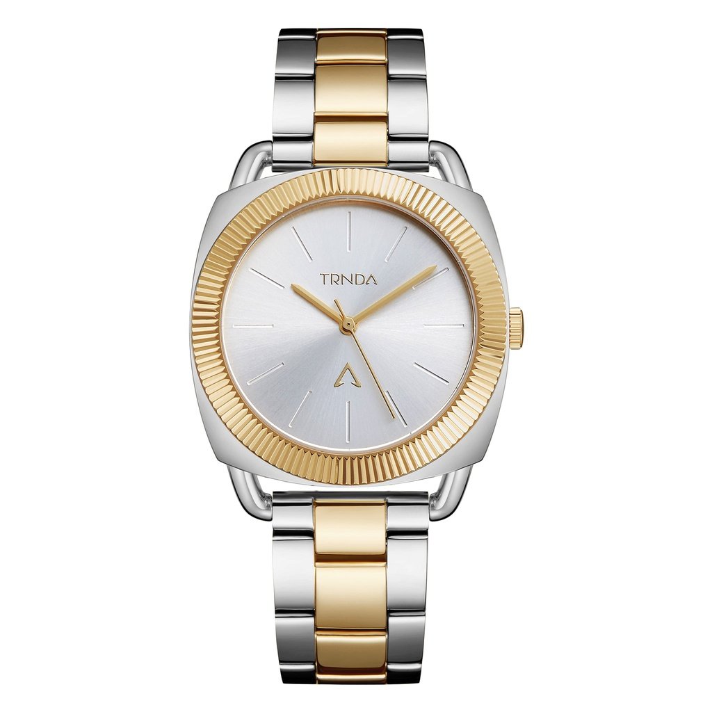 TRNDA Women's Watch with Silver Stainless Steel Case and Silver & Gold Stainless Steel Band