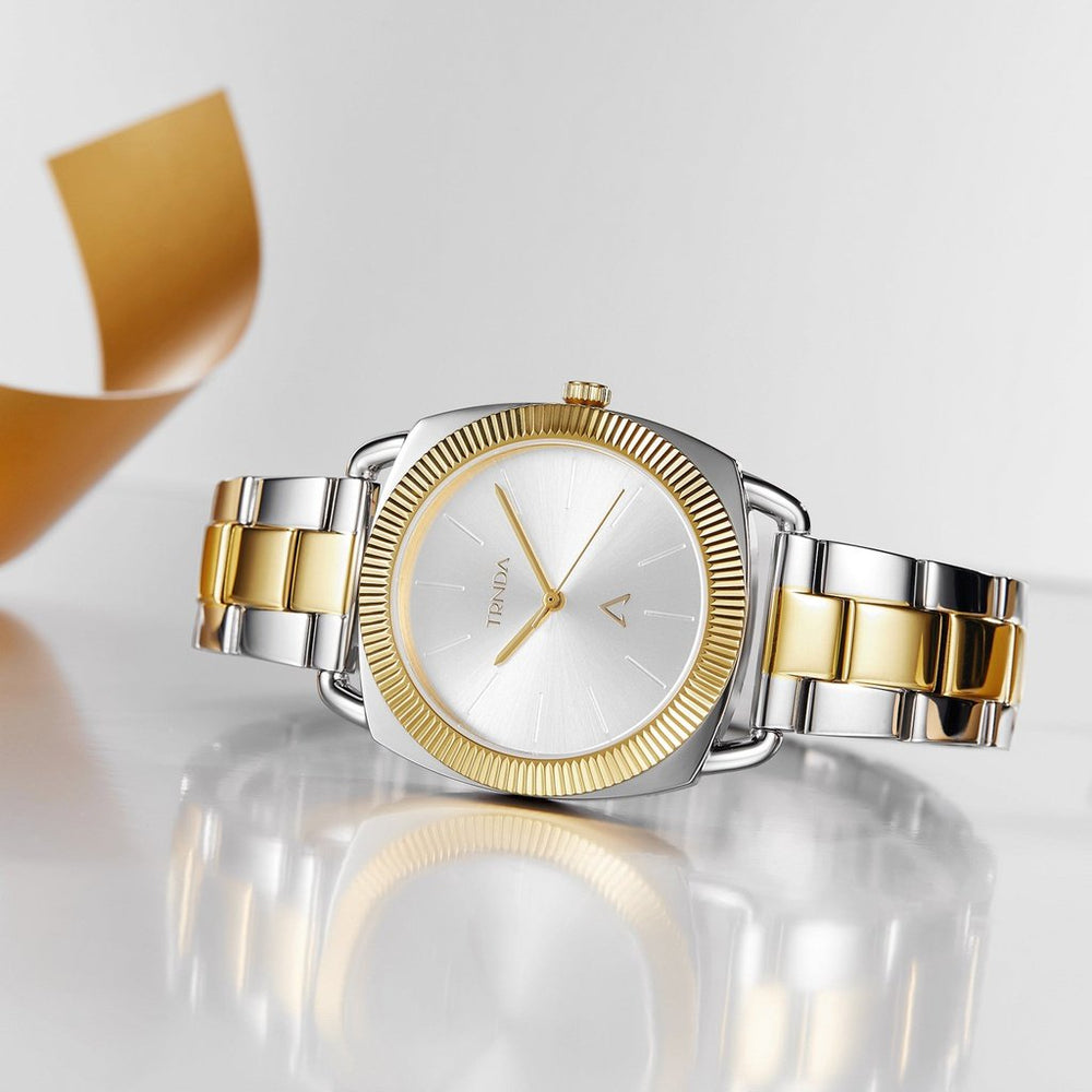Trnda Women's Stainless Steel Watch, Silver-Gold Band | Trn-35.8mm by i-watch