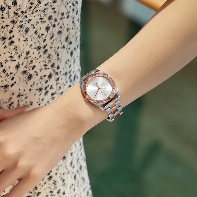 Trnda Women's Stainless Steel Watch, Silver-Rose Gold | Tr35s by i-watch